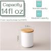 imageDOWAN White Kitchen Canister Airtight Food Storage Ceramic Jar with Wooden Lid 14 FL OZ 400 ML Portable Canister for Tea Sugar Ground Coffee Spices 315 x 393 inches