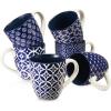 imageDOWAN Coffee Mugs Set of 6 16 oz Large Porcelain Mug Ceramic Tea Cups with Handle for Men Women Mug Gift Set Housewarming Wedding GiftVintage Blue