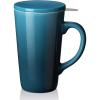 imageDOWAN Large Blue Color Changing Tea Steeping Mug with Infuser Lid and Strainer for Loose Tea