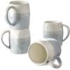 imageDOWAN Porcelain Mugs Set of 4 14 oz Ceramic Coffee Cups With Large Handle for Coffee Tea Milk Cocoa  Light Blue ampamp White Gift for Birthday Christmas