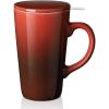 imageDOWAN Tea Mug with Infuser and Lid 17 Ounces Tea Infuser Mug Porcelain Tea Cup for Steeping Gradient Red