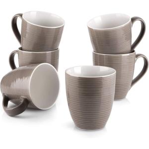 imageDOWAN Coffee Mugs 17 Oz Coffee Mug Set of 6 Corrugated Tea Mugs BrownBrown