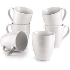 imageDOWAN Coffee Mugs 17 Oz Coffee Mug Set of 6 Corrugated Tea Mugs BrownWhite