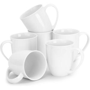imageDOWAN Coffee Mugs White Coffee Mugs Set of 6 18 oz Ceramic Coffee Cups with Large Handles Porcelain Big Mug for Coffee Tea Easy to Clean ampamp Hold for Thanksgiving Christmas Party