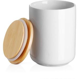 imageDOWAN Kitchen Canisters Coffee Storage Jar 27 Oz Ceramic Food Storage Jar with Wood Lids Coffee Container for Coffee Bean Tea Sugar Nuts Candy Spices Snacks