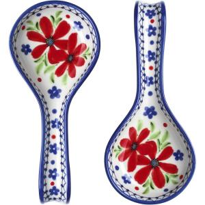 imageDOWAN Spoon Rest 2 Sets for Kitchen Counter Spoon Holder for Stove Top Modern Farmhouse Kitchen Decor and Accessories Ceramic Colorful ampamp Classical Porcelain Ladles Spoon Rest for Kitchen Utensils