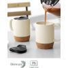 imageDOWAN Coffee Mugs Set of 2 15 OZ Ceramic Mug with Cork Bottom and Splash Proof Lid Large Coffee Cup with Handle for Tea Latte BeigeBeige