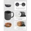 imageDOWAN Coffee Mugs Set of 2 15 OZ Ceramic Mug with Cork Bottom and Splash Proof Lid Large Coffee Cup with Handle for Tea Latte BeigeMatte Grey