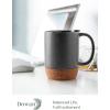 imageDOWAN Coffee Mugs Set of 2 15 OZ Ceramic Mug with Cork Bottom and Splash Proof Lid Large Coffee Cup with Handle for Tea Latte BeigeMatte Grey
