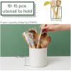 imageDOWAN Utensil Holder 65 Large Utensil Holder for Kitchen Counter Ceramic Utensil Crock with TableProtection Cork Mat Utensil Organizer Caddy for Tongs SpoonsCream White