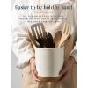 imageDOWAN Utensil Holder 65 Large Utensil Holder for Kitchen Counter Ceramic Utensil Crock with TableProtection Cork Mat Utensil Organizer Caddy for Tongs SpoonsWhite with cork mat