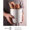 imageDOWAN Utensil Holder 65 Large Utensil Holder for Kitchen Counter Ceramic Utensil Crock with TableProtection Cork Mat Utensil Organizer Caddy for Tongs SpoonsWhite