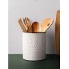 imageDOWAN Utensil Holder 65 Large Utensil Holder for Kitchen Counter Ceramic Utensil Crock with TableProtection Cork Mat Utensil Organizer Caddy for Tongs SpoonsWhite