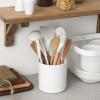 imageDOWAN Utensil Holder 65 Large Utensil Holder for Kitchen Counter Ceramic Utensil Crock with TableProtection Cork Mat Utensil Organizer Caddy for Tongs SpoonsCream White