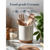 imageDOWAN Utensil Holder 65 Large Utensil Holder for Kitchen Counter Ceramic Utensil Crock with TableProtection Cork Mat Utensil Organizer Caddy for Tongs SpoonsWhite with cork mat