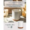 imageDOWAN Utensil Holder 65 Large Utensil Holder for Kitchen Counter Ceramic Utensil Crock with TableProtection Cork Mat Utensil Organizer Caddy for Tongs SpoonsWhite with cork mat
