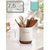 imageDOWAN Utensil Holder 65 Large Utensil Holder for Kitchen Counter Ceramic Utensil Crock with TableProtection Cork Mat Utensil Organizer Caddy for Tongs SpoonsWhite with cork mat