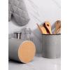 imageDOWAN Utensil Holder 65 Large Utensil Holder for Kitchen Counter Ceramic Utensil Crock with TableProtection Cork Mat Utensil Organizer Caddy for Tongs SpoonsGray