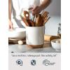 imageDOWAN Utensil Holder 65 Large Utensil Holder for Kitchen Counter Ceramic Utensil Crock with TableProtection Cork Mat Utensil Organizer Caddy for Tongs SpoonsWhite with cork mat