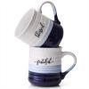 imageDOWAN 20 oz Coffee Mugs Large Mugs with Word Blessed Grateful Porcelain Coffee Cup Thank You Gifts for Mom Dad Set of 2Blue  White
