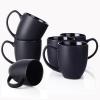 imageDOWAN Coffee Mugs Black Coffee Mugs Set of 6 16 oz Ceramic Coffee Cups with Large Handles for Men Women Porcelain Big Mug for Tea Latte Mug Gifts for Home Office PartyMatte Black