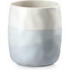 imageDOWAN Utensil Holder 65 Large Utensil Holder for Kitchen Counter Ceramic Utensil Crock with TableProtection Cork Mat Utensil Organizer Caddy for Tongs SpoonsWhite  Blue