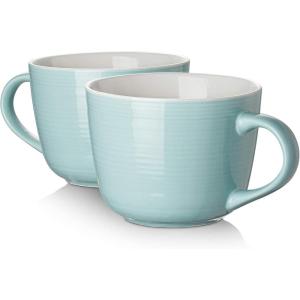 imageDOWAN Coffee Mug Ceramic Soup Mugs with Handles 17 Oz Wide Large Coffee Mugs Set of 2 Mug for Latte Cappuccino Tea Green Coffee Mugs Dishwasher ampamp Microwave Safe
