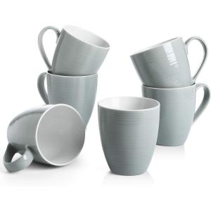 imageDOWAN Coffee Mugs 17 oz Coffee Cups for Mothers Day Gifts Ceramic Coffee Mugs Set of 6 for Women Men TurquoiseGray