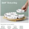 imageDOWAN 360 Rotatable Serving Tray and Platters 12 Inch Divided Serving Bowls for Party Kitchen Decor Removable Serving Dishes for Chips and Dip Fruit Veggies Candy and Snacks 7 Pieces White