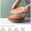 imageDOWAN 8quot Dinner Plates  Ceramic Dessert Plates Porcelain Appetizer Plates Serving Plates for Restaurant Family Party Salad Plates Bohemian Style Dishwasher ampamp Microwave Safe Set of 6 Orange