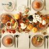 imageDOWAN 8quot Dinner Plates  Ceramic Dessert Plates Porcelain Appetizer Plates Serving Plates for Restaurant Family Party Salad Plates Bohemian Style Dishwasher ampamp Microwave Safe Set of 6 Orange