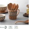 imageDOWAN Asian Soup Spoon  Japanese Ramen Spoon Chinese Pho Spoon Ceramic Soup Spoon for Ramen Pho Wonton Dumpling Miso 67 Inches Long Hooked Handle Bohemian Style Set of 6 Orange