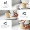 imageDOWAN Butter Crock French Butter Dish for Spreadable Soft Butter Ceramic Butter Keeper With Lid for Countertop Butter Dish With Waterline Housewarming Gift Kitchen and Home Decor WhiteBeige