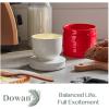 imageDOWAN Butter Crock French Butter Dish for Spreadable Soft Butter Ceramic Butter Keeper With Lid for Countertop Butter Dish With Waterline Housewarming Gift Kitchen and Home Decor WhiteRed