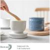 imageDOWAN Butter Crock French Butter Dish for Spreadable Soft Butter Ceramic Butter Keeper With Lid for Countertop Butter Dish With Waterline Housewarming Gift Kitchen and Home Decor WhiteBlue Airy