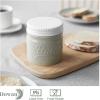 imageDOWAN Butter Crock French Butter Dish for Spreadable Soft Butter Ceramic Butter Keeper With Lid for Countertop Butter Dish With Waterline Housewarming Gift Kitchen and Home Decor WhiteGray