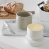 imageDOWAN Butter Crock French Butter Dish for Spreadable Soft Butter Ceramic Butter Keeper With Lid for Countertop Butter Dish With Waterline Housewarming Gift Kitchen and Home Decor WhiteGray