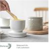 imageDOWAN Butter Crock French Butter Dish for Spreadable Soft Butter Ceramic Butter Keeper With Lid for Countertop Butter Dish With Waterline Housewarming Gift Kitchen and Home Decor WhiteGray