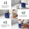 imageDOWAN Butter Crock French Butter Dish for Spreadable Soft Butter Ceramic Butter Keeper With Lid for Countertop Butter Dish With Waterline Housewarming Gift Kitchen and Home Decor WhiteDeep Blue