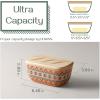 imageDOWAN Butter Dish with Lid Bohemian Style Butter Container with Wooden Lid for Counter top Porcelain Butter Dish with Cover Perfect for East West Coast Butter Refrigerator Safe Orange