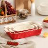 imageDOWAN Casserole Dishes for Oven Baking Dishes Set Ceramic Bakeware Sets of 3 Lasagna Pan Deep Rectangular Baking Pan Set with Handles for Baking Casserole Kitchen Wedding Gift White 15612289Red