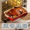 imageDOWAN Casserole Dishes for Oven Baking Dishes Set Ceramic Bakeware Sets of 3 Lasagna Pan Deep Rectangular Baking Pan Set with Handles for Baking Casserole Kitchen Wedding Gift White 15612289Red