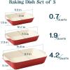 imageDOWAN Casserole Dishes for Oven Baking Dishes Set Ceramic Bakeware Sets of 3 Lasagna Pan Deep Rectangular Baking Pan Set with Handles for Baking Casserole Kitchen Wedding Gift White 15612289Red