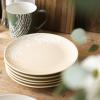 imageDOWAN Dinner Plates Ceramic Salad Dessert Plates for Christmas Party 8quot Ceramic Plate Set of 6 Beige Matte Fingerprint Design Microwave Dishwasher Safe