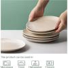 imageDOWAN Dinner Plates Ceramic Salad Dessert Plates for Christmas Party 8quot Ceramic Plate Set of 6 Beige Matte Fingerprint Design Microwave Dishwasher Safe