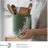 imageDOWAN Kitchen Utensil Holder 72quot Large Utensil Holder for Countertop TableProtection Cork Mat Ceramic Utensil Crock for Home Dcor Matte Print Design Dark Green