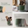 imageDOWAN Kitchen Utensil Holder 72quot Large Utensil Holder for Countertop TableProtection Cork Mat Ceramic Utensil Crock for Home Dcor Matte Print Design Dark Green