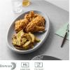 imageDOWAN Oval Serving Platters 121416quot Large Serving Plates Porcelain Platters for Party Meat Appetizer Stackable Dinner Plate Set of 3 Microwave Oven Safe Grey Matte Print Design