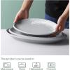 imageDOWAN Oval Serving Platters 121416quot Large Serving Plates Porcelain Platters for Party Meat Appetizer Stackable Dinner Plate Set of 3 Microwave Oven Safe Grey Matte Print Design
