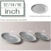 imageDOWAN Oval Serving Platters 121416quot Large Serving Plates Porcelain Platters for Party Meat Appetizer Stackable Dinner Plate Set of 3 Microwave Oven Safe Grey Matte Print Design